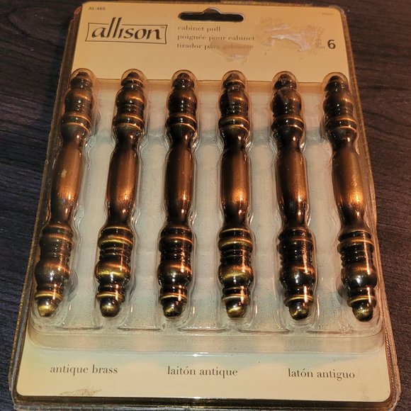 Pack of 6 Allison AL-460 Antique Brass 3" Cabinet Pulls Kitchen Bathroom NEW - Picture 1 of 1